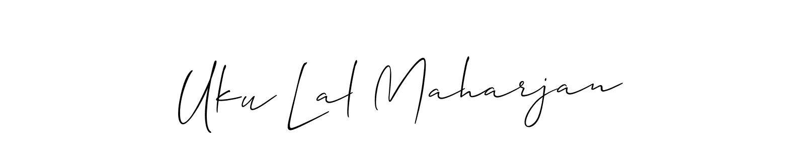 Similarly Allison_Script is the best handwritten signature design. Signature creator online .You can use it as an online autograph creator for name Uku Lal Maharjan. Uku Lal Maharjan signature style 2 images and pictures png