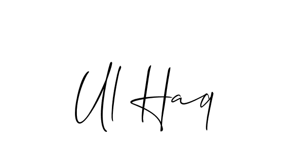 Make a beautiful signature design for name Ul Haq. With this signature (Allison_Script) style, you can create a handwritten signature for free. Ul Haq signature style 2 images and pictures png