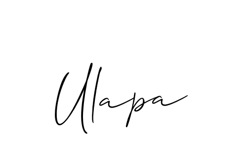 Similarly Allison_Script is the best handwritten signature design. Signature creator online .You can use it as an online autograph creator for name Ulapa. Ulapa signature style 2 images and pictures png