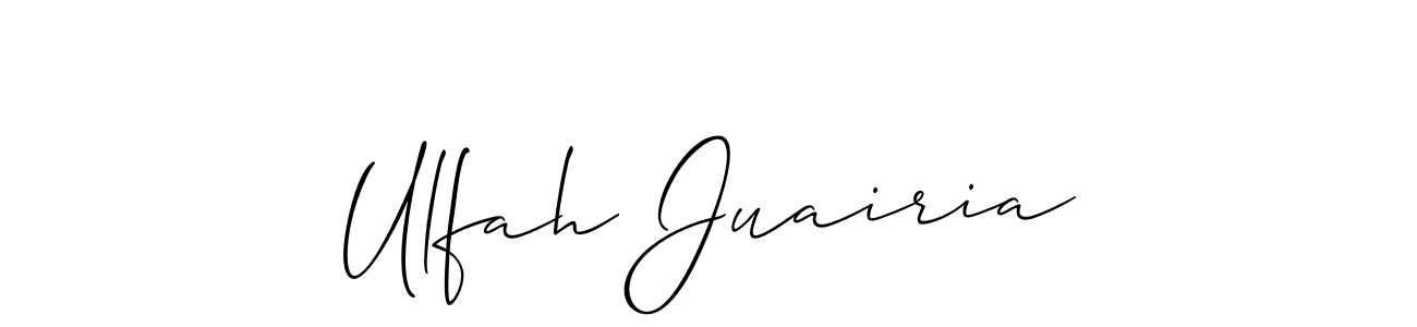 Create a beautiful signature design for name Ulfah Juairia. With this signature (Allison_Script) fonts, you can make a handwritten signature for free. Ulfah Juairia signature style 2 images and pictures png