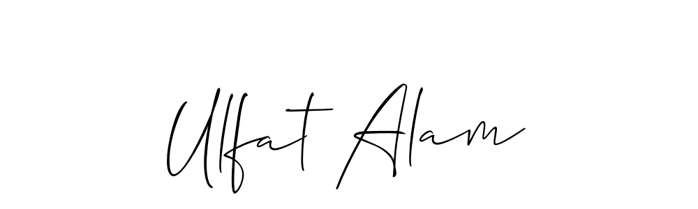Similarly Allison_Script is the best handwritten signature design. Signature creator online .You can use it as an online autograph creator for name Ulfat Alam. Ulfat Alam signature style 2 images and pictures png