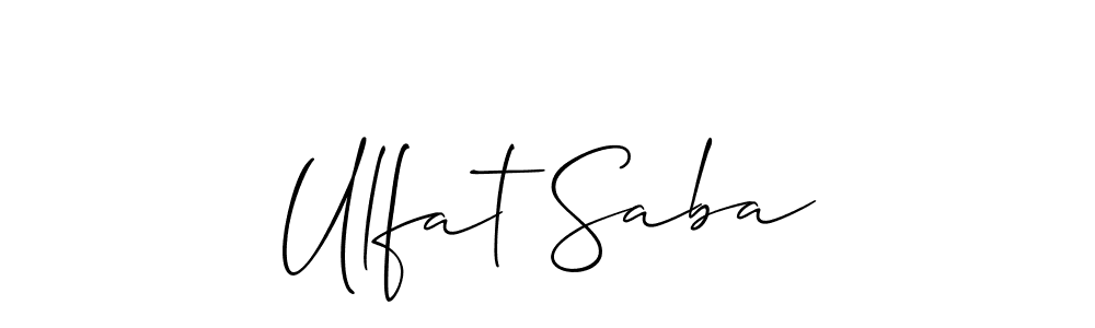 Create a beautiful signature design for name Ulfat Saba. With this signature (Allison_Script) fonts, you can make a handwritten signature for free. Ulfat Saba signature style 2 images and pictures png