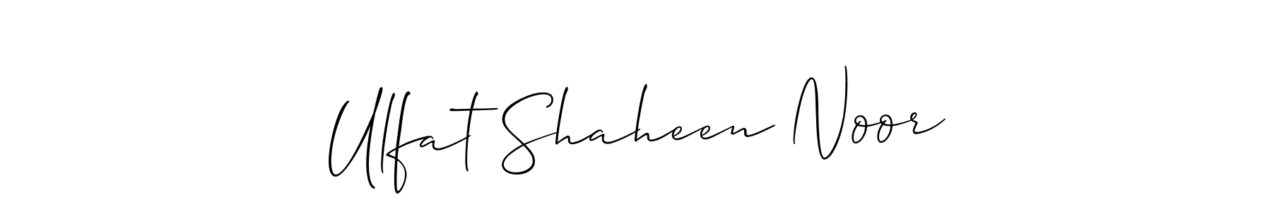 Also You can easily find your signature by using the search form. We will create Ulfat Shaheen Noor name handwritten signature images for you free of cost using Allison_Script sign style. Ulfat Shaheen Noor signature style 2 images and pictures png