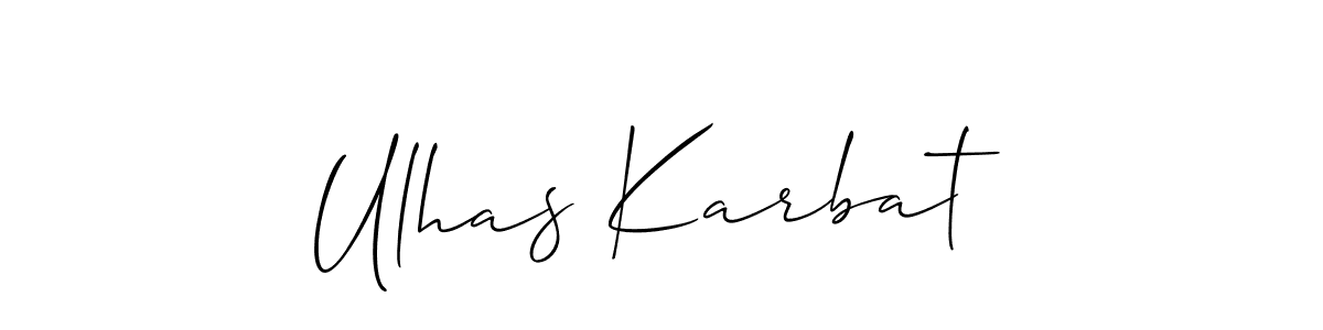 The best way (Allison_Script) to make a short signature is to pick only two or three words in your name. The name Ulhas Karbat include a total of six letters. For converting this name. Ulhas Karbat signature style 2 images and pictures png