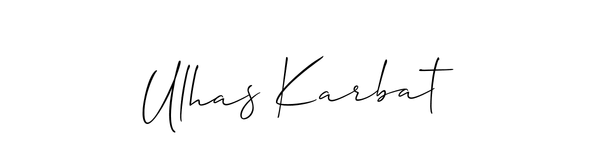 How to make Ulhas Karbat name signature. Use Allison_Script style for creating short signs online. This is the latest handwritten sign. Ulhas Karbat signature style 2 images and pictures png