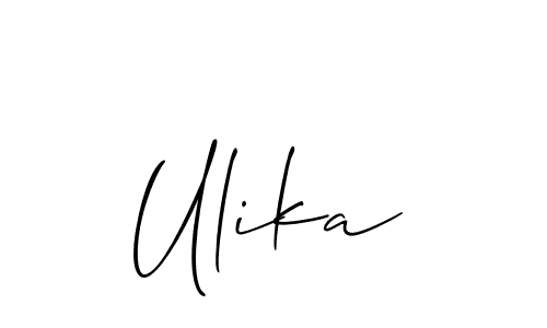 Make a beautiful signature design for name Ulika. With this signature (Allison_Script) style, you can create a handwritten signature for free. Ulika signature style 2 images and pictures png