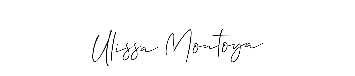 This is the best signature style for the Ulissa Montoya name. Also you like these signature font (Allison_Script). Mix name signature. Ulissa Montoya signature style 2 images and pictures png
