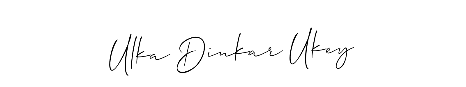 Similarly Allison_Script is the best handwritten signature design. Signature creator online .You can use it as an online autograph creator for name Ulka Dinkar Ukey. Ulka Dinkar Ukey signature style 2 images and pictures png