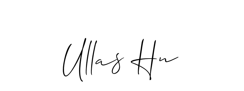 How to make Ullas Hn name signature. Use Allison_Script style for creating short signs online. This is the latest handwritten sign. Ullas Hn signature style 2 images and pictures png