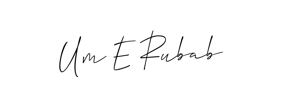 Also we have Um E Rubab name is the best signature style. Create professional handwritten signature collection using Allison_Script autograph style. Um E Rubab signature style 2 images and pictures png