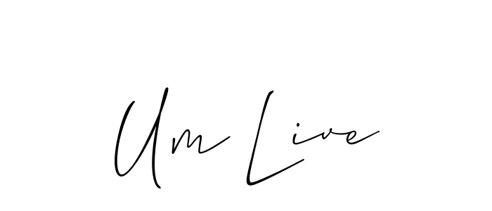 The best way (Allison_Script) to make a short signature is to pick only two or three words in your name. The name Um Live include a total of six letters. For converting this name. Um Live signature style 2 images and pictures png