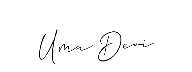 Make a beautiful signature design for name Uma Devi. With this signature (Allison_Script) style, you can create a handwritten signature for free. Uma Devi signature style 2 images and pictures png