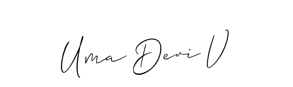 Allison_Script is a professional signature style that is perfect for those who want to add a touch of class to their signature. It is also a great choice for those who want to make their signature more unique. Get Uma Devi V name to fancy signature for free. Uma Devi V signature style 2 images and pictures png