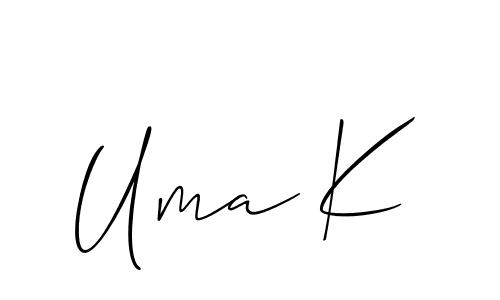 You should practise on your own different ways (Allison_Script) to write your name (Uma K) in signature. don't let someone else do it for you. Uma K signature style 2 images and pictures png