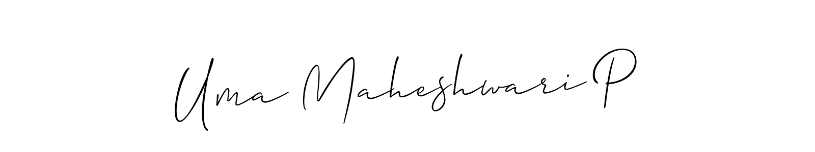 This is the best signature style for the Uma Maheshwari P name. Also you like these signature font (Allison_Script). Mix name signature. Uma Maheshwari P signature style 2 images and pictures png