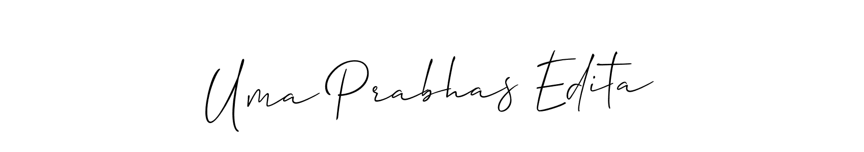 if you are searching for the best signature style for your name Uma Prabhas Edita. so please give up your signature search. here we have designed multiple signature styles  using Allison_Script. Uma Prabhas Edita signature style 2 images and pictures png