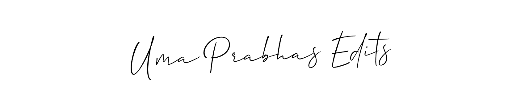 The best way (Allison_Script) to make a short signature is to pick only two or three words in your name. The name Uma Prabhas Edits include a total of six letters. For converting this name. Uma Prabhas Edits signature style 2 images and pictures png