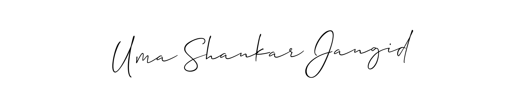 Also You can easily find your signature by using the search form. We will create Uma Shankar Jangid name handwritten signature images for you free of cost using Allison_Script sign style. Uma Shankar Jangid signature style 2 images and pictures png