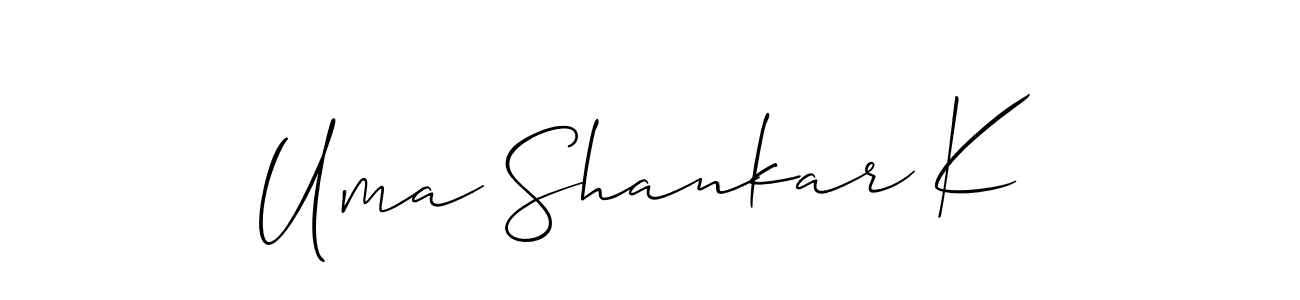 Design your own signature with our free online signature maker. With this signature software, you can create a handwritten (Allison_Script) signature for name Uma Shankar K. Uma Shankar K signature style 2 images and pictures png