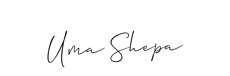 The best way (Allison_Script) to make a short signature is to pick only two or three words in your name. The name Uma Shepa include a total of six letters. For converting this name. Uma Shepa signature style 2 images and pictures png
