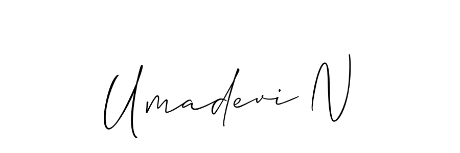 Umadevi N stylish signature style. Best Handwritten Sign (Allison_Script) for my name. Handwritten Signature Collection Ideas for my name Umadevi N. Umadevi N signature style 2 images and pictures png