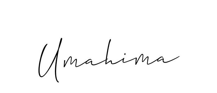 The best way (Allison_Script) to make a short signature is to pick only two or three words in your name. The name Umahima include a total of six letters. For converting this name. Umahima signature style 2 images and pictures png
