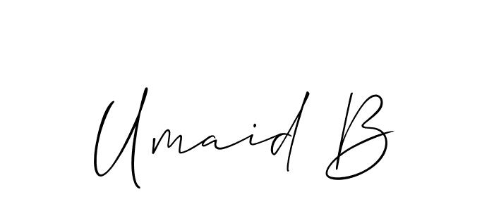 Create a beautiful signature design for name Umaid B. With this signature (Allison_Script) fonts, you can make a handwritten signature for free. Umaid B signature style 2 images and pictures png