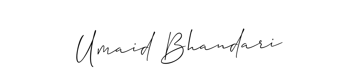 if you are searching for the best signature style for your name Umaid Bhandari. so please give up your signature search. here we have designed multiple signature styles  using Allison_Script. Umaid Bhandari signature style 2 images and pictures png