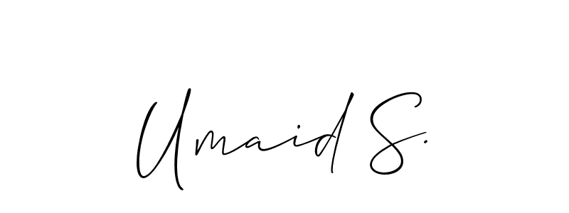 Similarly Allison_Script is the best handwritten signature design. Signature creator online .You can use it as an online autograph creator for name Umaid S.. Umaid S. signature style 2 images and pictures png