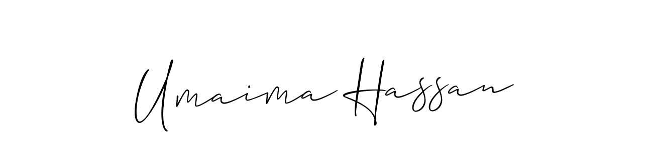 Make a beautiful signature design for name Umaima Hassan. With this signature (Allison_Script) style, you can create a handwritten signature for free. Umaima Hassan signature style 2 images and pictures png