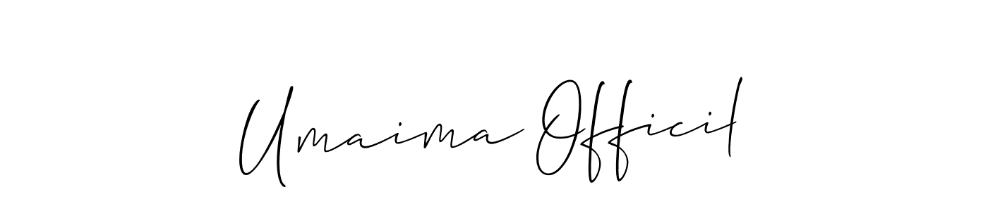 Umaima Officil stylish signature style. Best Handwritten Sign (Allison_Script) for my name. Handwritten Signature Collection Ideas for my name Umaima Officil. Umaima Officil signature style 2 images and pictures png