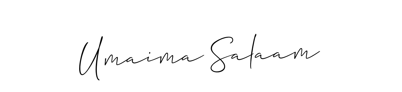 How to make Umaima Salaam signature? Allison_Script is a professional autograph style. Create handwritten signature for Umaima Salaam name. Umaima Salaam signature style 2 images and pictures png