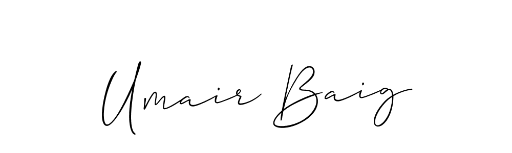 Use a signature maker to create a handwritten signature online. With this signature software, you can design (Allison_Script) your own signature for name Umair Baig. Umair Baig signature style 2 images and pictures png