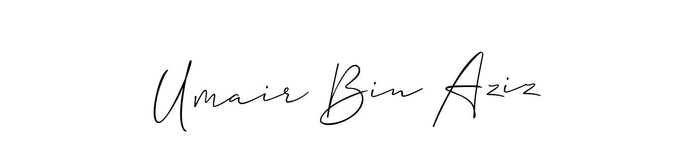Create a beautiful signature design for name Umair Bin Aziz. With this signature (Allison_Script) fonts, you can make a handwritten signature for free. Umair Bin Aziz signature style 2 images and pictures png