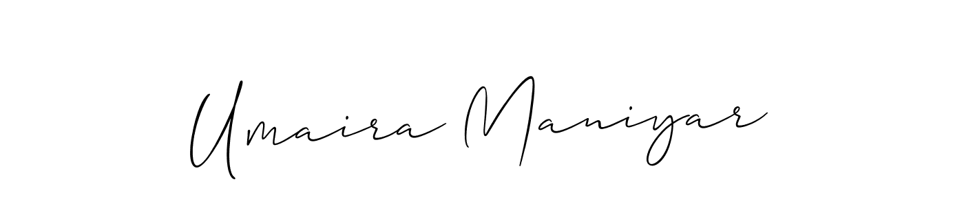 How to make Umaira Maniyar signature? Allison_Script is a professional autograph style. Create handwritten signature for Umaira Maniyar name. Umaira Maniyar signature style 2 images and pictures png