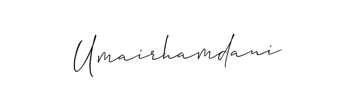 The best way (Allison_Script) to make a short signature is to pick only two or three words in your name. The name Umairhamdani include a total of six letters. For converting this name. Umairhamdani signature style 2 images and pictures png