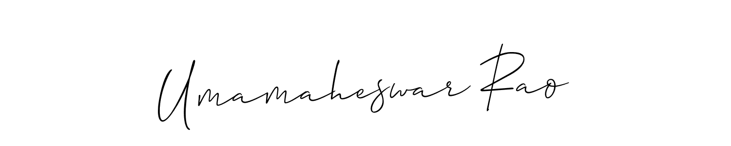 It looks lik you need a new signature style for name Umamaheswar Rao. Design unique handwritten (Allison_Script) signature with our free signature maker in just a few clicks. Umamaheswar Rao signature style 2 images and pictures png