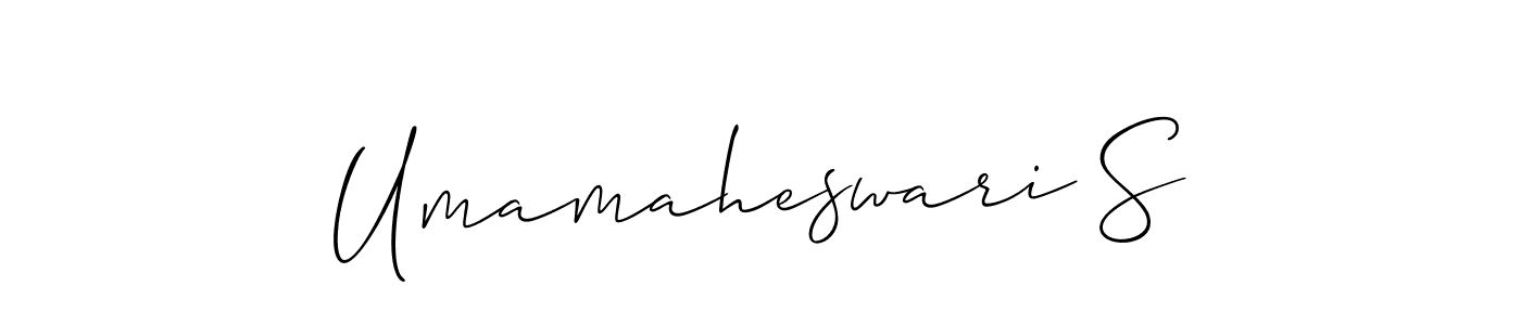 It looks lik you need a new signature style for name Umamaheswari S. Design unique handwritten (Allison_Script) signature with our free signature maker in just a few clicks. Umamaheswari S signature style 2 images and pictures png