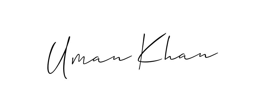 How to make Uman Khan name signature. Use Allison_Script style for creating short signs online. This is the latest handwritten sign. Uman Khan signature style 2 images and pictures png