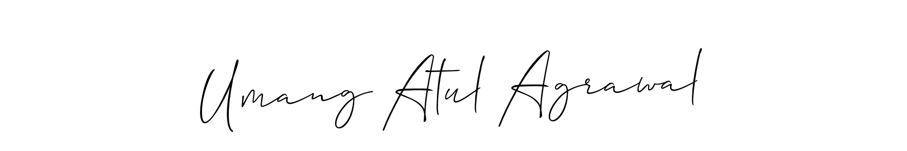 The best way (Allison_Script) to make a short signature is to pick only two or three words in your name. The name Umang Atul Agrawal include a total of six letters. For converting this name. Umang Atul Agrawal signature style 2 images and pictures png