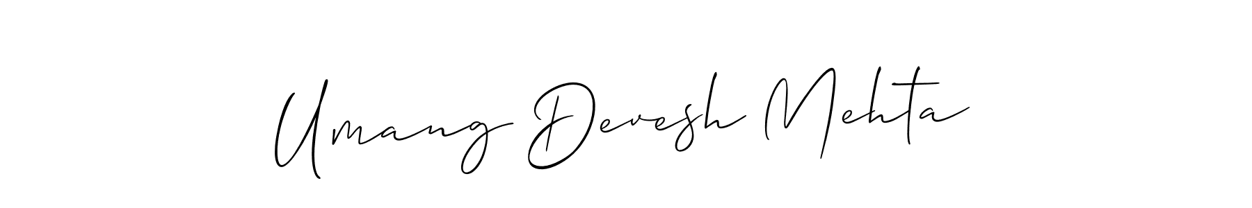 Make a beautiful signature design for name Umang Devesh Mehta. With this signature (Allison_Script) style, you can create a handwritten signature for free. Umang Devesh Mehta signature style 2 images and pictures png