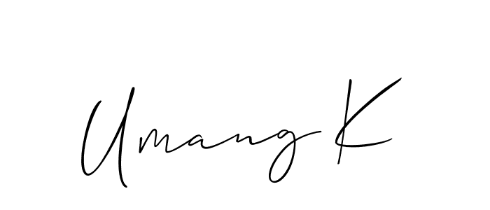 Also we have Umang K name is the best signature style. Create professional handwritten signature collection using Allison_Script autograph style. Umang K signature style 2 images and pictures png