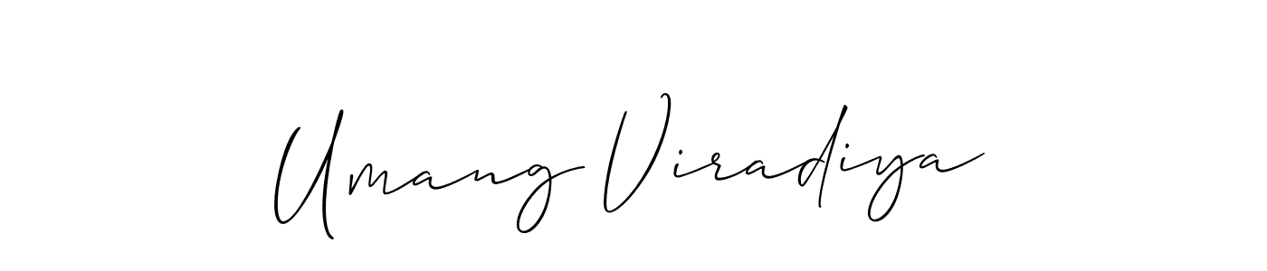 How to make Umang Viradiya name signature. Use Allison_Script style for creating short signs online. This is the latest handwritten sign. Umang Viradiya signature style 2 images and pictures png