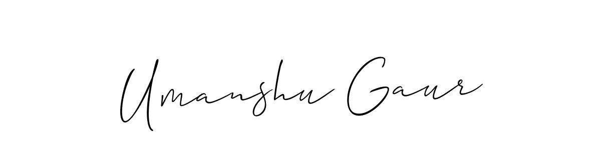 You should practise on your own different ways (Allison_Script) to write your name (Umanshu Gaur) in signature. don't let someone else do it for you. Umanshu Gaur signature style 2 images and pictures png
