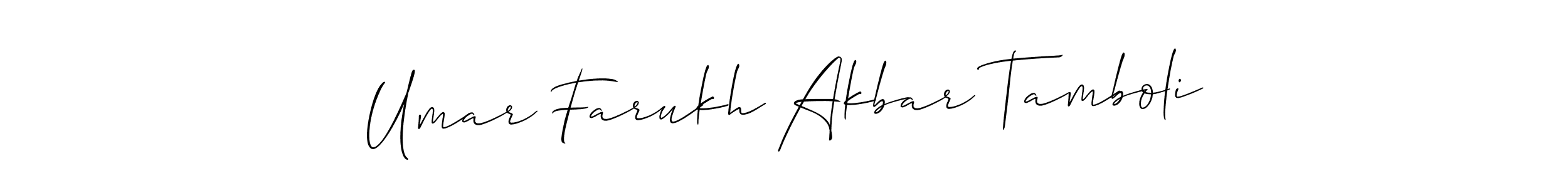 if you are searching for the best signature style for your name Umar Farukh Akbar Tamboli. so please give up your signature search. here we have designed multiple signature styles  using Allison_Script. Umar Farukh Akbar Tamboli signature style 2 images and pictures png