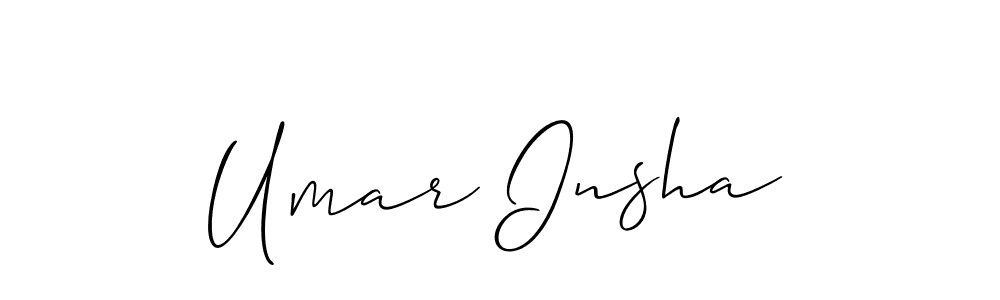 Allison_Script is a professional signature style that is perfect for those who want to add a touch of class to their signature. It is also a great choice for those who want to make their signature more unique. Get Umar Insha name to fancy signature for free. Umar Insha signature style 2 images and pictures png