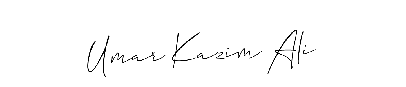 Similarly Allison_Script is the best handwritten signature design. Signature creator online .You can use it as an online autograph creator for name Umar Kazim Ali. Umar Kazim Ali signature style 2 images and pictures png