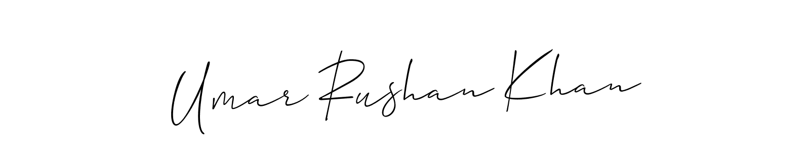 How to Draw Umar Rushan Khan signature style? Allison_Script is a latest design signature styles for name Umar Rushan Khan. Umar Rushan Khan signature style 2 images and pictures png