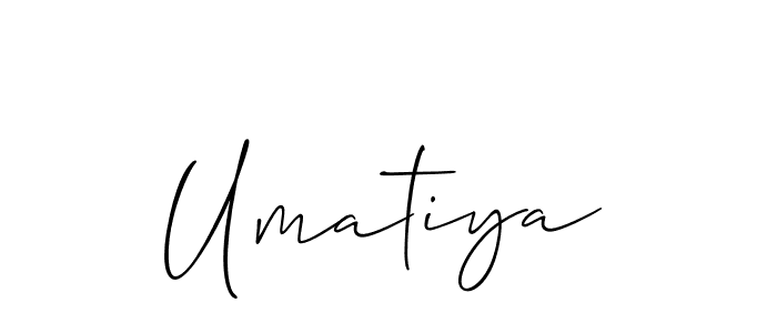 Use a signature maker to create a handwritten signature online. With this signature software, you can design (Allison_Script) your own signature for name Umatiya. Umatiya signature style 2 images and pictures png