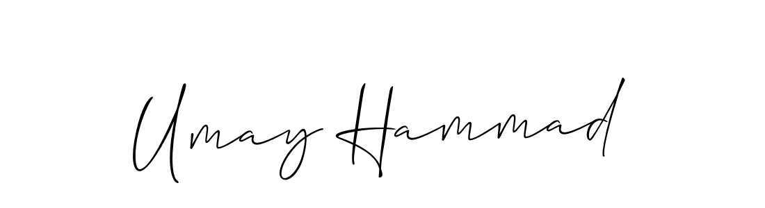 The best way (Allison_Script) to make a short signature is to pick only two or three words in your name. The name Umay Hammad include a total of six letters. For converting this name. Umay Hammad signature style 2 images and pictures png